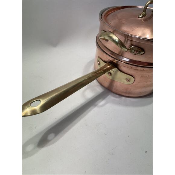 Copral Copper & Brass Tin Lined 6.75" Sauce Pan & Double Boiler - None-Ceramic - Picture 14 of 15